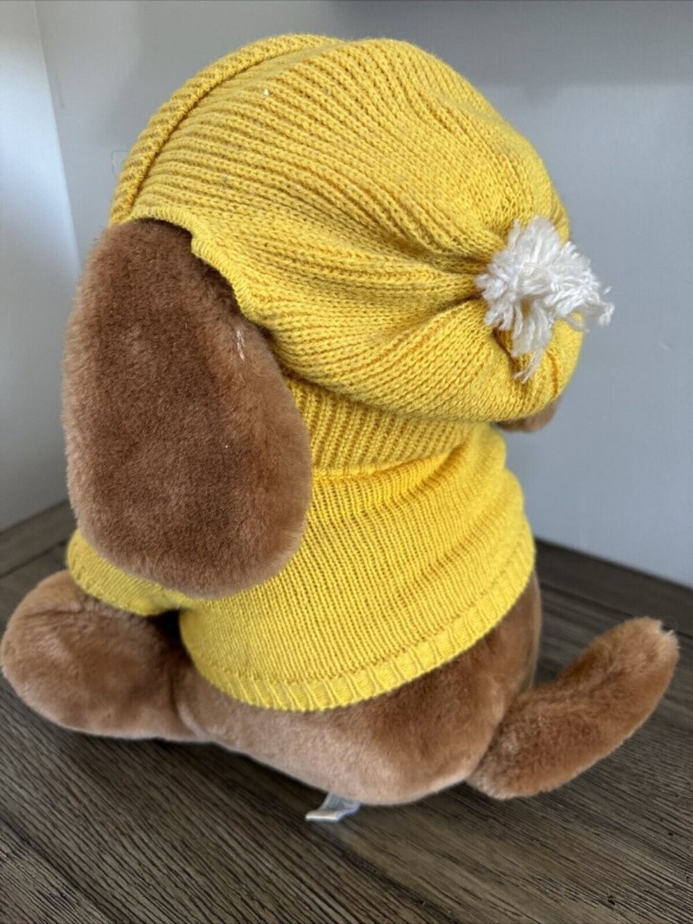 Vtg Sno Buddies Plush Dog Yellow Sweater Snowflake 14" By R. Dakin & Co. 1985 - Picture 8 of 11